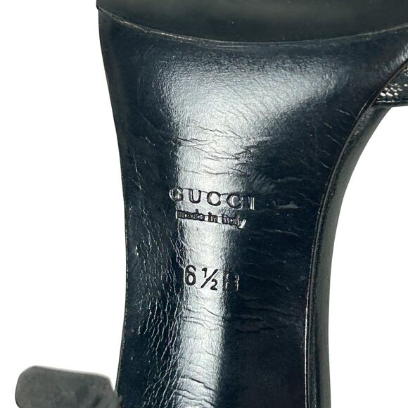 Gucci Tom Ford GG Gray Monogram Block Open Toe Heel 6.5 - Picture 7 of 8